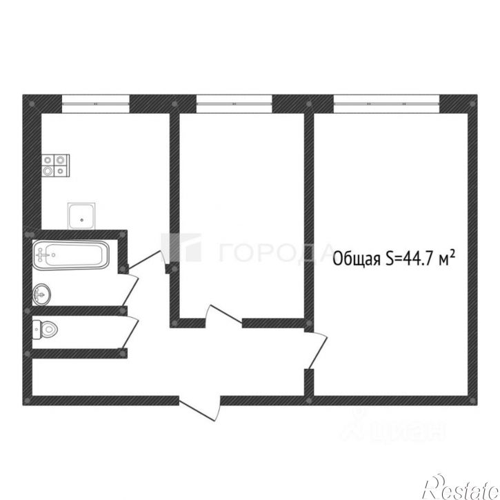 2-комн квартира ул Ярославская, 1,  д. 1