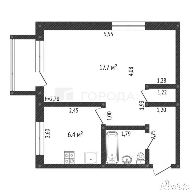 1-комн квартира ул Бугарева, 24А,  д. 24А