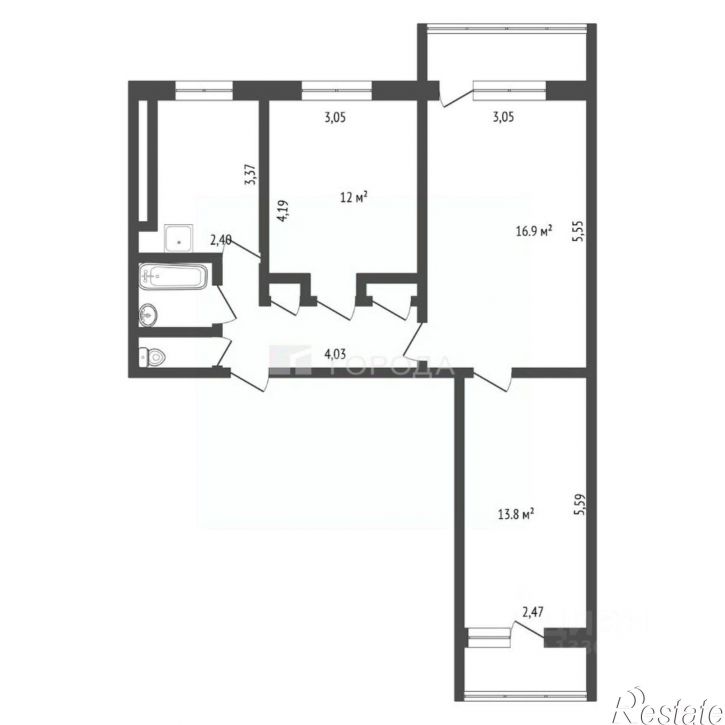 3-комн квартира пр-кт Шахтеров, 12,  д. 12