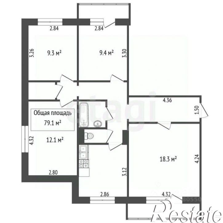 4-комн квартира проспект Мира, 38,  д. 38